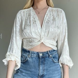 Zara blouse twist crop top